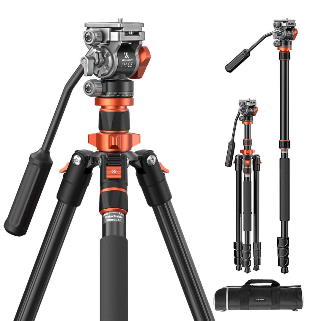 K&F Concept Aluminium Video Tripod sa fluidnom glavom KF09.136 - 1